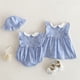 thumbnail image 4 of Body Floral con sombrero para niñas, ropa de verano para bebés, cuello Peter Pan, vestido de una pieza para niñas, traje de hermana, 4 of 6