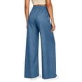 thumbnail image 4 of Pants for Women,Jeans for Women High Waisted Wide Leg Womens Jeans with Pockets Elastic Waist Strechy Drawstring Pull On Denim-Like Pants, 4 of 9