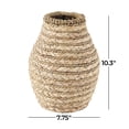 thumbnail image 3 of DecMode 10" Handmade Braided Light Brown Seagrass Vase, 3 of 8
