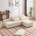 thumbnail image 3 of 3-in-1 Convertible Sleeper Sofa with Storage – Modular Corduroy Sectional Couch, Includes 4 Pillows, Versatile Design for Living Room, Easy Transformation to Bed or L-Shaped Sofa, 3 of 27