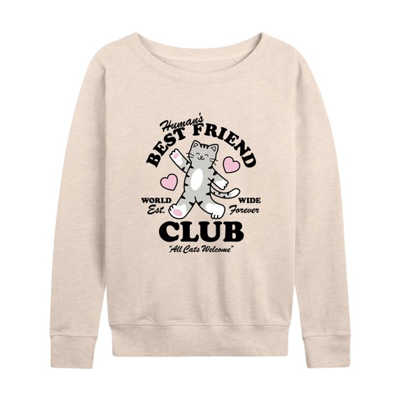 Instant Message - Humans Best Friend Club Cat - Women's Lightweight French Terry Long Sleeve Shirt