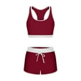 thumbnail image 7 of Efsteb Womens High Waisted Bikini Bottoms Women's Sporty Two Piece Swimsuits with Shorts Color Block Bathing Suits Summer Beach Tankini Swimwear (Wine,XXL), 7 of 7