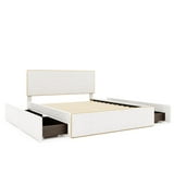 Churanty Queen Size Upholstered Platform Bed with 4 Drawers and Golden Edge on the Headboard & Footboard, White - Walmart.com