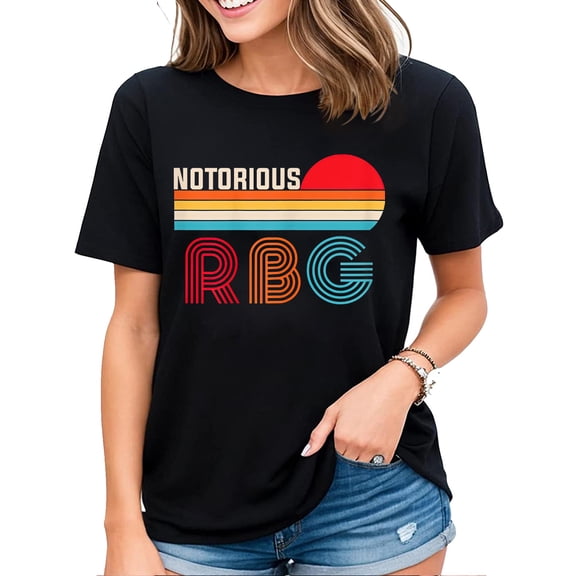 Vintage Notorious RBG Tshirt for women Ruth Bader G Casual T-Shirt Black X-Large