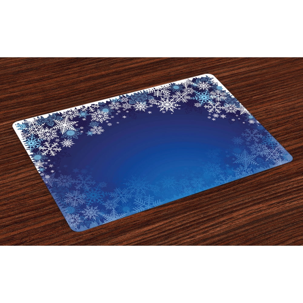 Christmas Placemats Set of 4 Ornamental White Snowflakes in Various