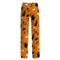 thumbnail image 4 of Orange Pajama Pants for Women Comfy Long Lounge Bottom,Drawstring Elastic Waist Sleep Pants with Pockets M, 4 of 5