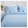 thumbnail image 2 of 3-Piece 100% Cotton Oversized Bedspread Lightweight Quilt Coverlet Embroidery Farmhouse Bedding Set T0 (Light Blue, (68"x86")), 2 of 9