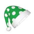 thumbnail image 2 of Bingfone Green And White Polka Dot for Kids Christmas Hat Santa Hat for Boys Girls Teenager for Christmas New Year Xmas Festive Holiday Party Supplies Gifts, 2 of 6