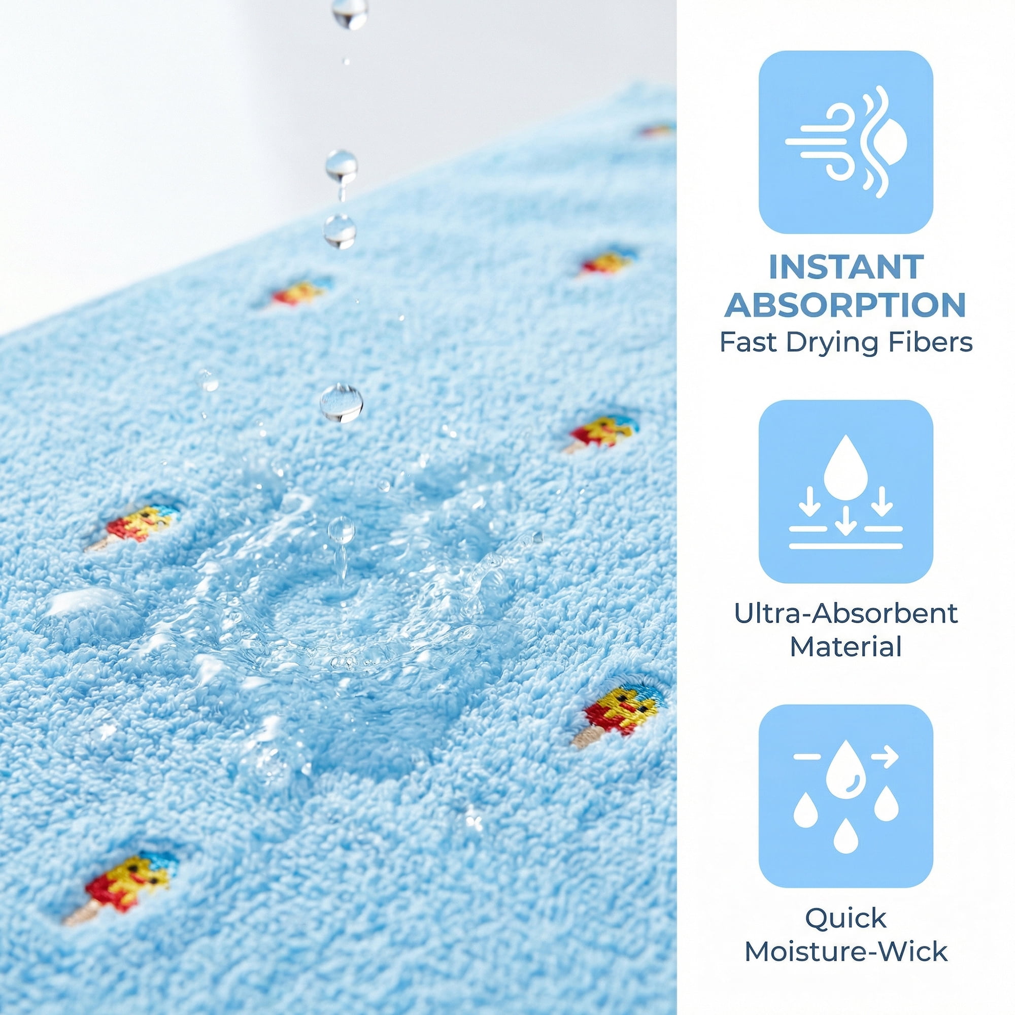 Unique Bargains Soft and Absorbent Cute Cotton Bath Towel Ice Lolly Blue 55" x 28"