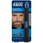 Just for Men 1-Day Beard & Brow Color, Temporary Color for Beard and Eyebrows, For a Fuller, Well-Defined Look, Up to 30 Applications, Medium Brown