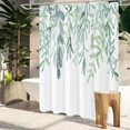 thumbnail image 6 of Green Plant Shower Curtain, Sage Green Eucalyptus Leaf Shower Curtain Sets with 12 Hooks, Spring Succulent Botanical Watercolor Waterproof Fabric Shower Curtains for Bathroom, 72x72, 6 of 6