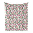 thumbnail image 1 of Rose Soft Flannel Fleece Throw Blanket, Pastel Blooms Summer Garden Leaves Revival Bouquets Iris Foliage Pattern, Cozy Plush for Indoor and Outdoor Use, 50" x 60", Coral and Multicolor, by Ambesonne, 1 of 5