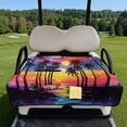 thumbnail image 2 of Xixirimido Portable Golf Cart Seat Cover with 4 Pocket Quilted Golf Cart Seat Blanket with Handle Foldable Club Car Seats Towel Fits 2-Person Golf Carts, Sunset Glow Palm Trees, 2 of 8
