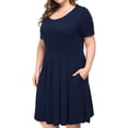 thumbnail image 6 of Women Plus Size Dresses Short Sleeve with Pockets Female Knee Length l-4xl, 6 of 7