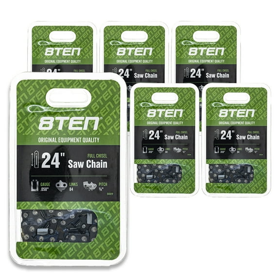8TEN Chainsaw Chain 24 inch 3/8 Pitch for Stihl Husqvarna 6 Pack 810-CCC2221H