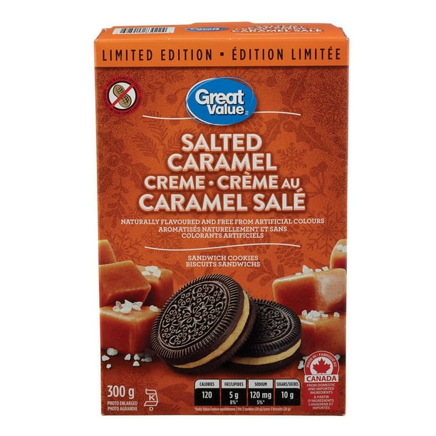 Great Value Salted Caramel Creme Sandwich Cookies, 300 g Walmart.ca