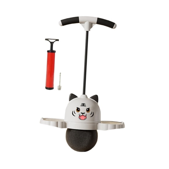 Lipstore Tiger Pogo Ball with Handle Exercise Pogo Stick for Exercise Balance Ability White