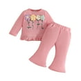 thumbnail image 2 of LYHaoo Girls Pant and Top Sets Toddler Girls Long Sleeve Floral T Shirt Tops Tassels Pants Outfits Sizes 6-9 Months(Pink), 2 of 6
