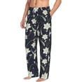 thumbnail image 2 of Uemuo Lilies Flowers Pattern Men's Wide Leg Palazzo Lounge Pants with Pockets Light Weight Loose Comfy Casual Pajama Pants-Medium, 2 of 9