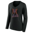 thumbnail image 2 of Women's Black New York Mets Fastball Long Sleeve V-Neck T-Shirt, 2 of 3