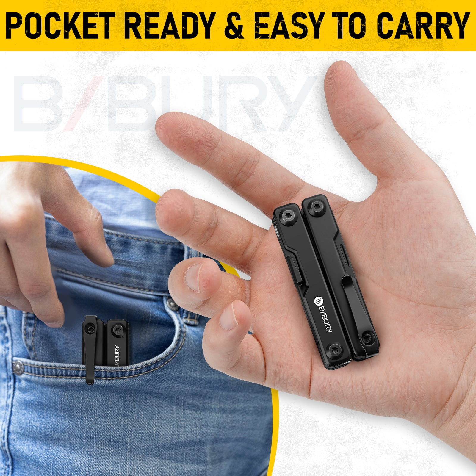 BIBURY Mini Multitool Pliers BI2051AB, Mini EDC Multi Tool with Pocket Clip for Outdoor Survival, Anniversary Birthday Gifts for Men and Women, Essential EDC Gear Tool