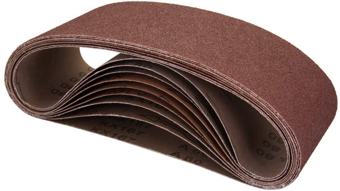 POWERTEC 110060 4 x 24 Inch Sanding Belts | 40 Grit Aluminum Oxide Sanding Belt | Premium Sandpaper For Portable Belt Sander – 10 Pack