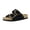 Black, variant on Cashew Slip On Genuine Suede Leather Womens Sandals - Braided Double-Strap Design with Adjustable Big Buckle | Sandals for Women