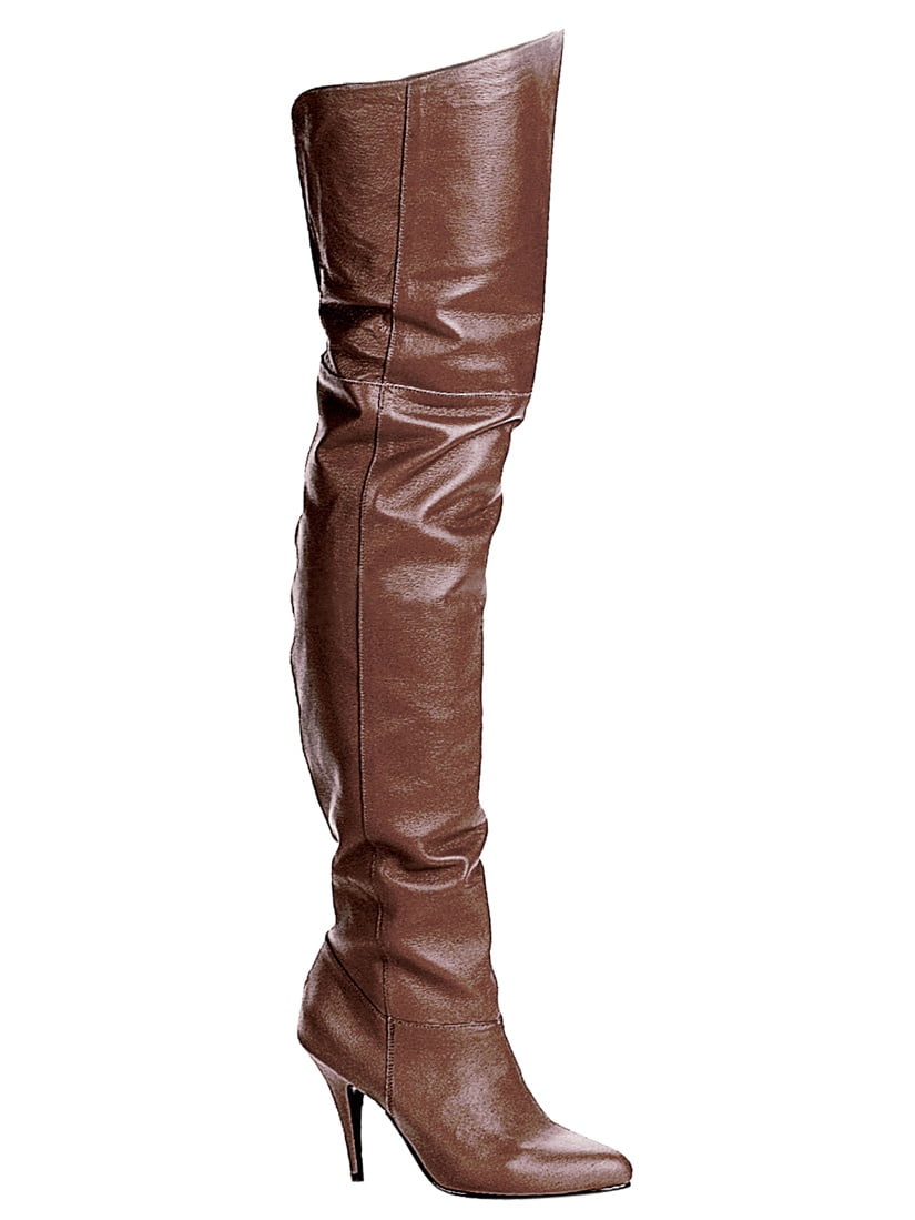 pleaser thigh high leather boots