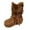 Brown, variant on Fringe Boots for Women Wide Calf Pull on Flat Booties Stitching Suede Casual Round Toe Mid Calf Riding Boots Walking Shoes