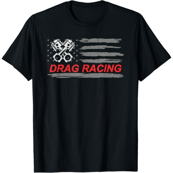 American Flag Drag Racing Car Lover Gift Idea MM T-Shirt