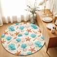 Bohemian Tropical Beach Washable Round Area Rug 5 ft, Nautical Teal ...