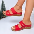 thumbnail image 4 of KIJBLAE Women's Peep Toe Open Toe Wedge Platform Sandals, Wide Width Thick Sole Comfort Casual Elevated Slides for Summer Red 36, 4 of 8
