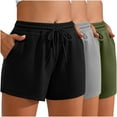 thumbnail image 2 of Shorts for Women Clearance, Xunlbb 3PC Women'S Solid Color Casual Drawstring Sports Shorts With Pocket, 2 of 9