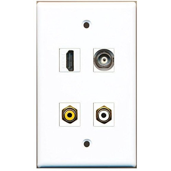 RiteAV - 1 Port HDMI 1 Port RCA White 1 Port RCA Yellow 1 Port BNC Wall Plate