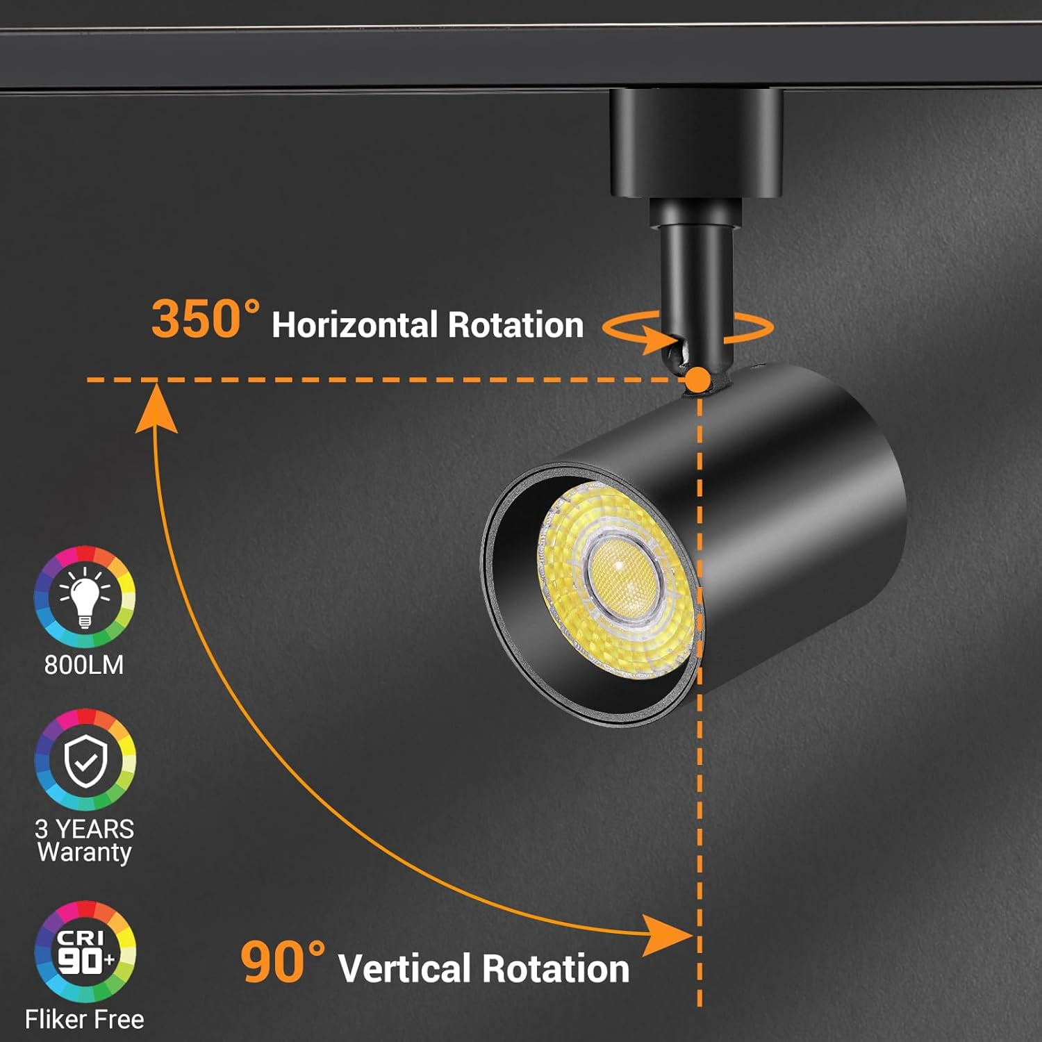 VANoopee 5-Color 6-Light LED Track Lighting Kit with 6.6FT H Type Track Lighting Rail, LED Track Light Heads Dimmable Modern Kitchen Track Lighting Fixtures Ceiling Spotlight, CRI90+ 10W 800lm Black