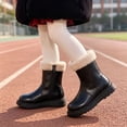 thumbnail image 6 of Kids Cozy Fleece Trim Mid‑calf Boots, Winter Warm Side Zip‑up Leather Boots, 6 of 8