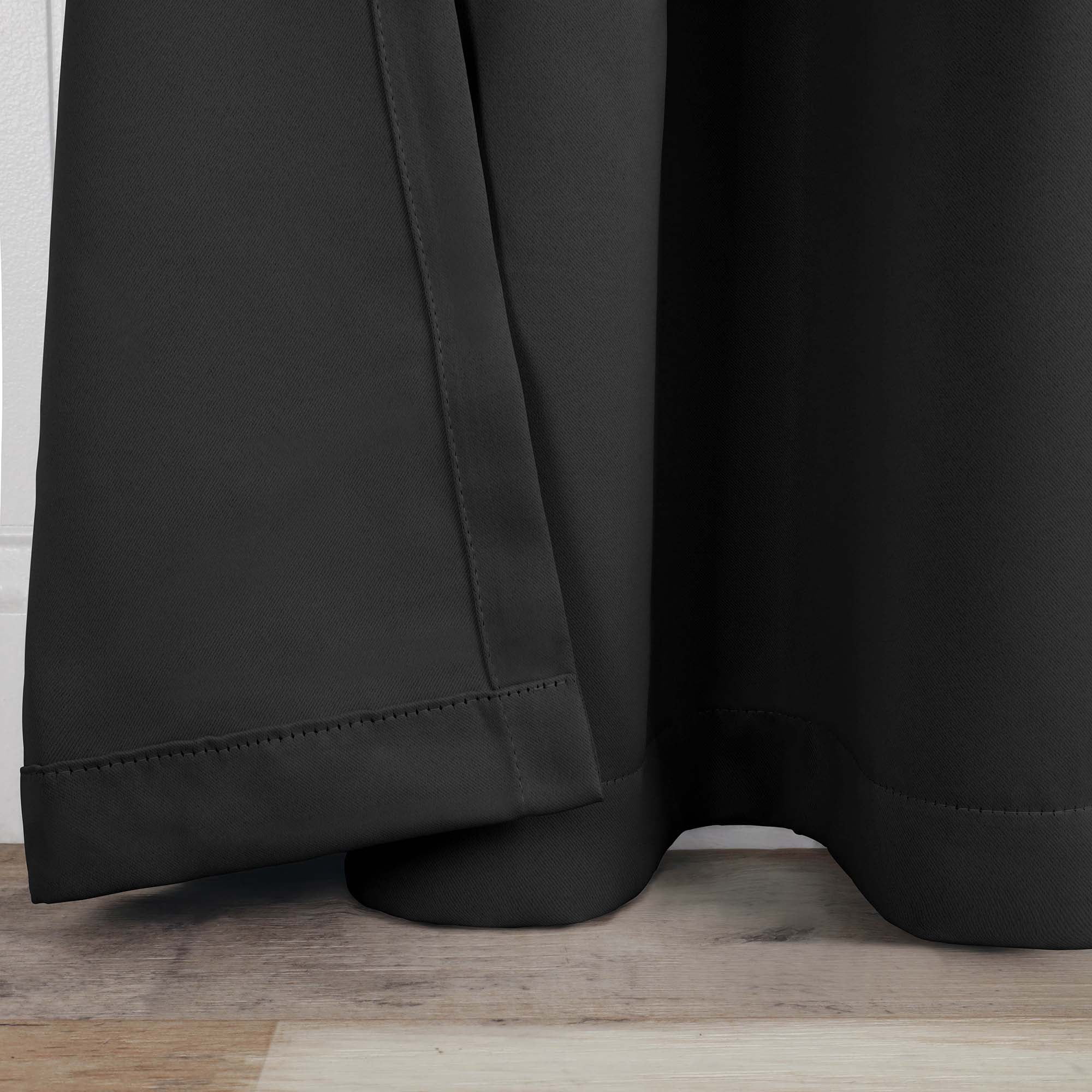 Superior Blackout Solid Light Filtering Back Tab Curtain Panel Set, 42" x 96", Black