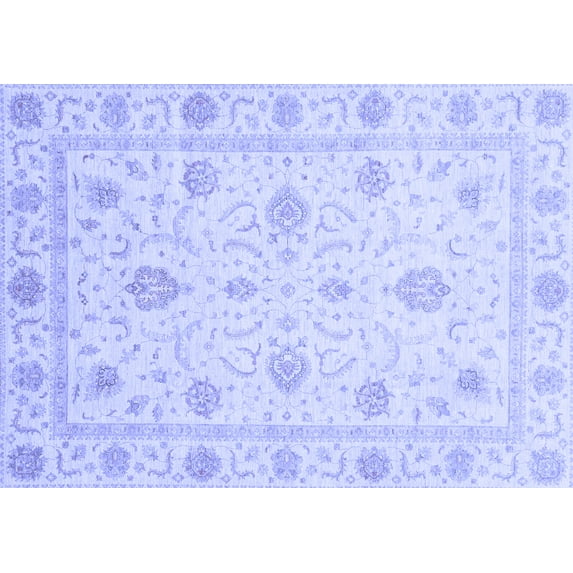 Ahgly Company Machine Washable Indoor Rectangle Oriental Blue Modern Area Rugs, 4' x 6'