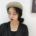 thumbnail image 3 of CoCopeanut Baret Hangat Musim Gugur Musim Dingin Topi Beanie Artis Prancis Wanita Perempuan Topi Beanie Merah Hitam Ungu Krem Oranye Kawaii Penghangat Topi Atas Datar, 3 of 6