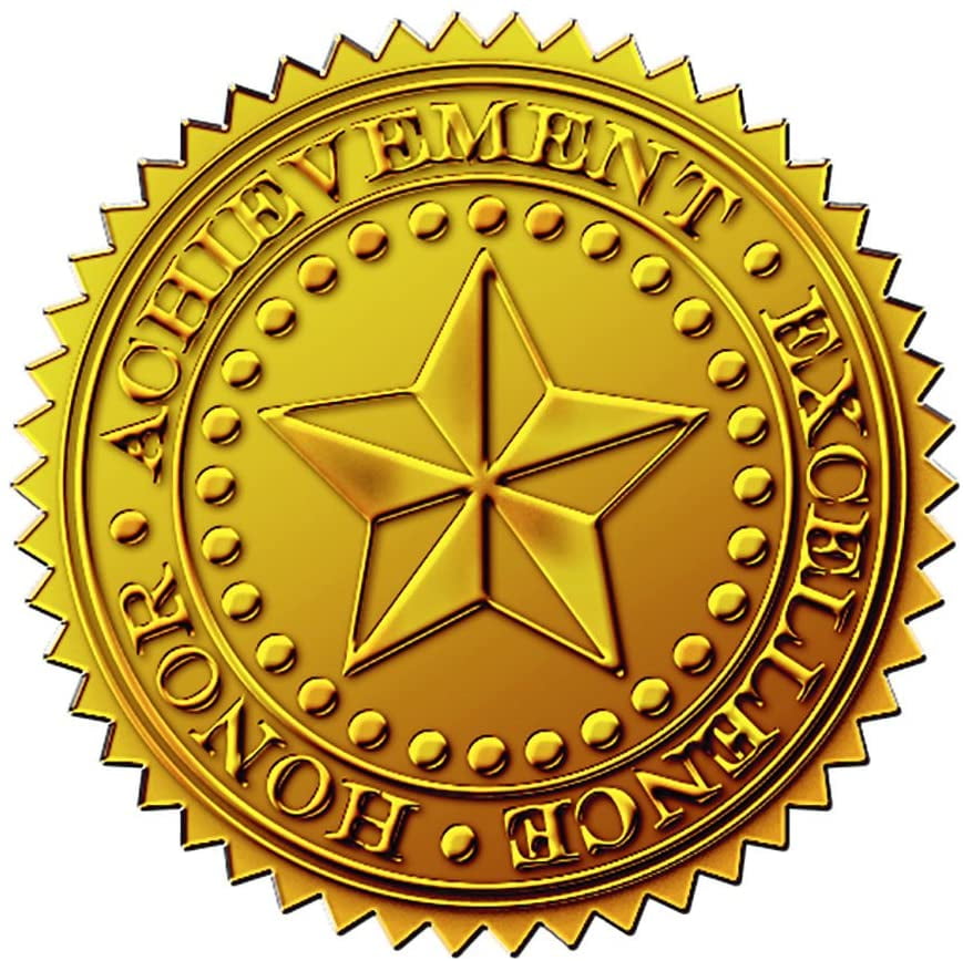 Great Papers! Starburst Embossed and Gold Foil Certificate Seal, 1.75