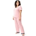 thumbnail image 4 of Fruit of the Loom Women's Soft & Breathable V-Neck Short Sleeve Top & Pajama Pant Set, Sizes S-4X, 4 of 10