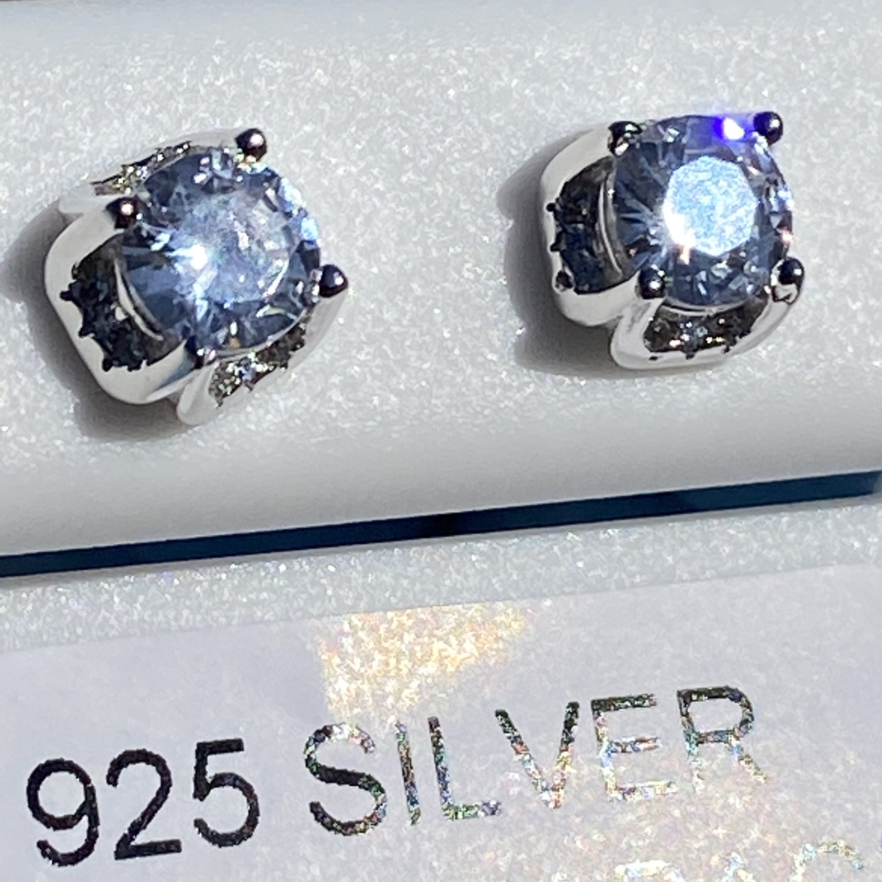 Real Solid 925 Sterling Silver Solitaire Iced Round Cut Earrings Screw Back CZ 5MM