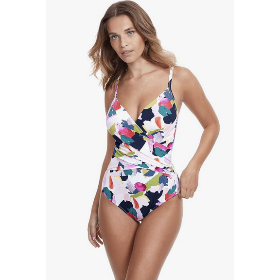 Profile by Gottex Women's Standard Canvas Surplice One Piece 10/40