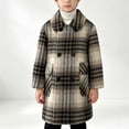thumbnail image 2 of Auroural Boys Pea Coat Size 7-8 Children's Winter Coats for Kids Double Breasted Lapel Collar Pea Coat Long Sleeve Mid-Long Wool Trench Overcoat with Pockets for Kids 2-15 Years, 2 of 8