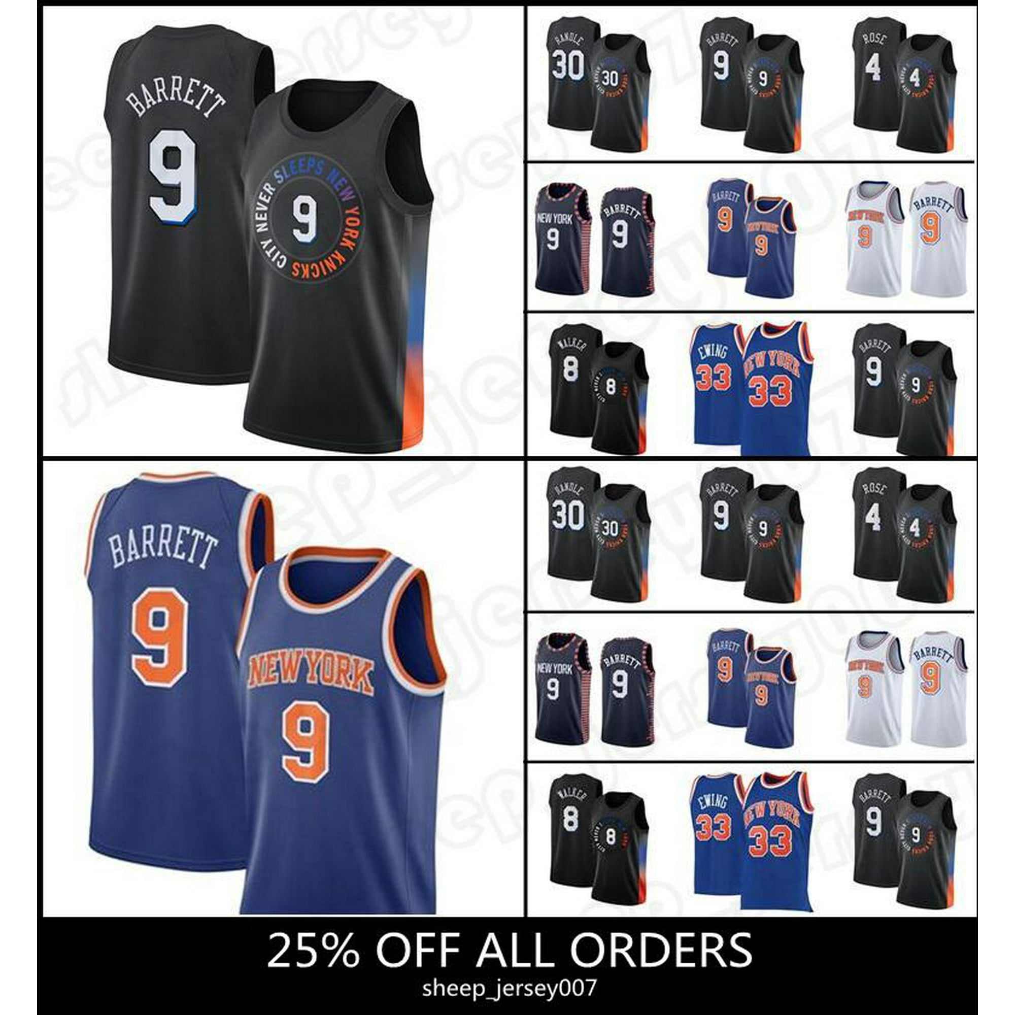 NBA_ Jersey Basketball''nba''New York''Knicks''Julius Randle RJ 9 Barrett 30 Derrick Rose Kemba Walker Retro 33 Patrick Ewing Trae 11 Young Mens