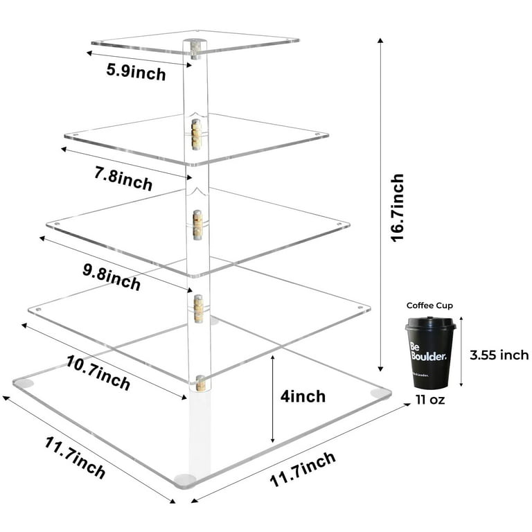 The Smart Baker - Adjustable, Reusable 5 Tier Round Cupcake & Dessert Tower  Display Stand, White - Holds up to 90+ Cupcakes | Weddings, Parties