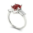 thumbnail image 2 of Clara Pucci 14K White Gold Solid Gold Garnet Three-Stone Anniversary Ring for Women - 2.5 cttw Pear Cut, 2 of 7