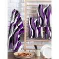 thumbnail image 2 of Purple Stripe Kitchen Dish Towels for Drying Dishes Set of 2, Black Grey White Gradient Striped Geometric Waffle Weave Microfiber Hand Tea Bathroom Towels Quick Dry & Absorbent Towel 15.7x23.6, 2 of 7