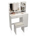 thumbnail image 7 of Vastcury Makeup Vanity Set with Mirror & Light, 3 Lighting Modes Adjustable Brightness, Large Drawer Three Level Bedroom Storage Dresser, White, 7 of 7