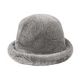 thumbnail image 2 of Cutuoiiu Cold Weather Hat for Women Solid Color Fuzzy Rolled Brim Bucket Hat Soft Plush Winter Warm Fisherman Cap for Daily Outdoor, 2 of 7